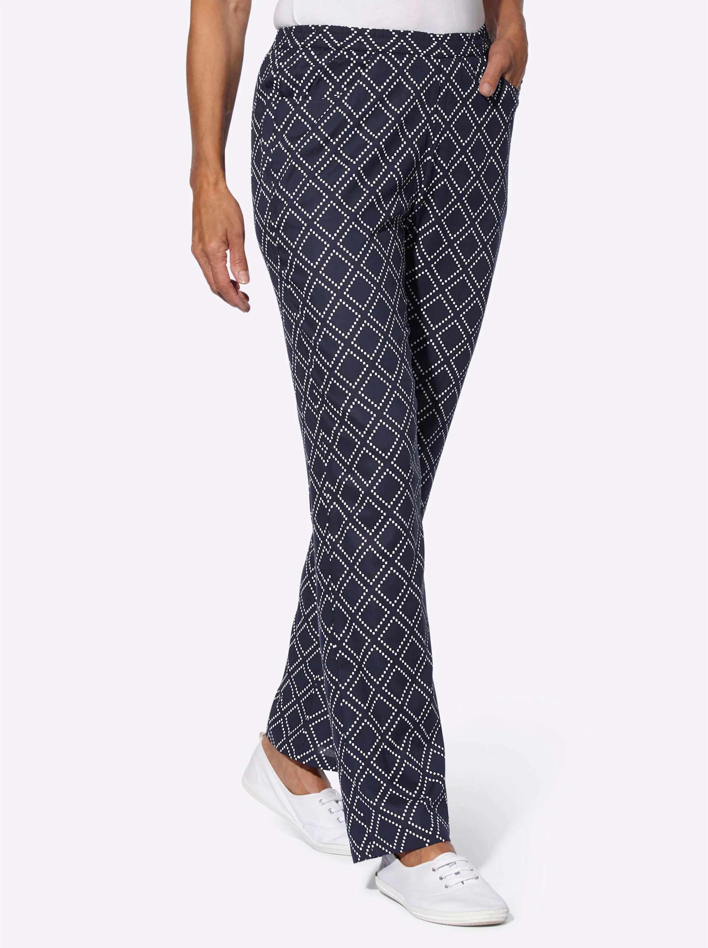 Comfortbroek van pure viscose, bedrukt