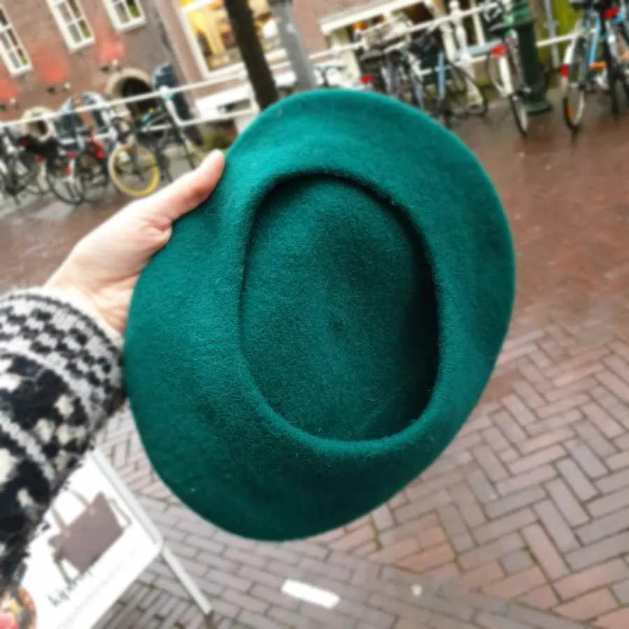 Franse baret van 100% wol in petrol
