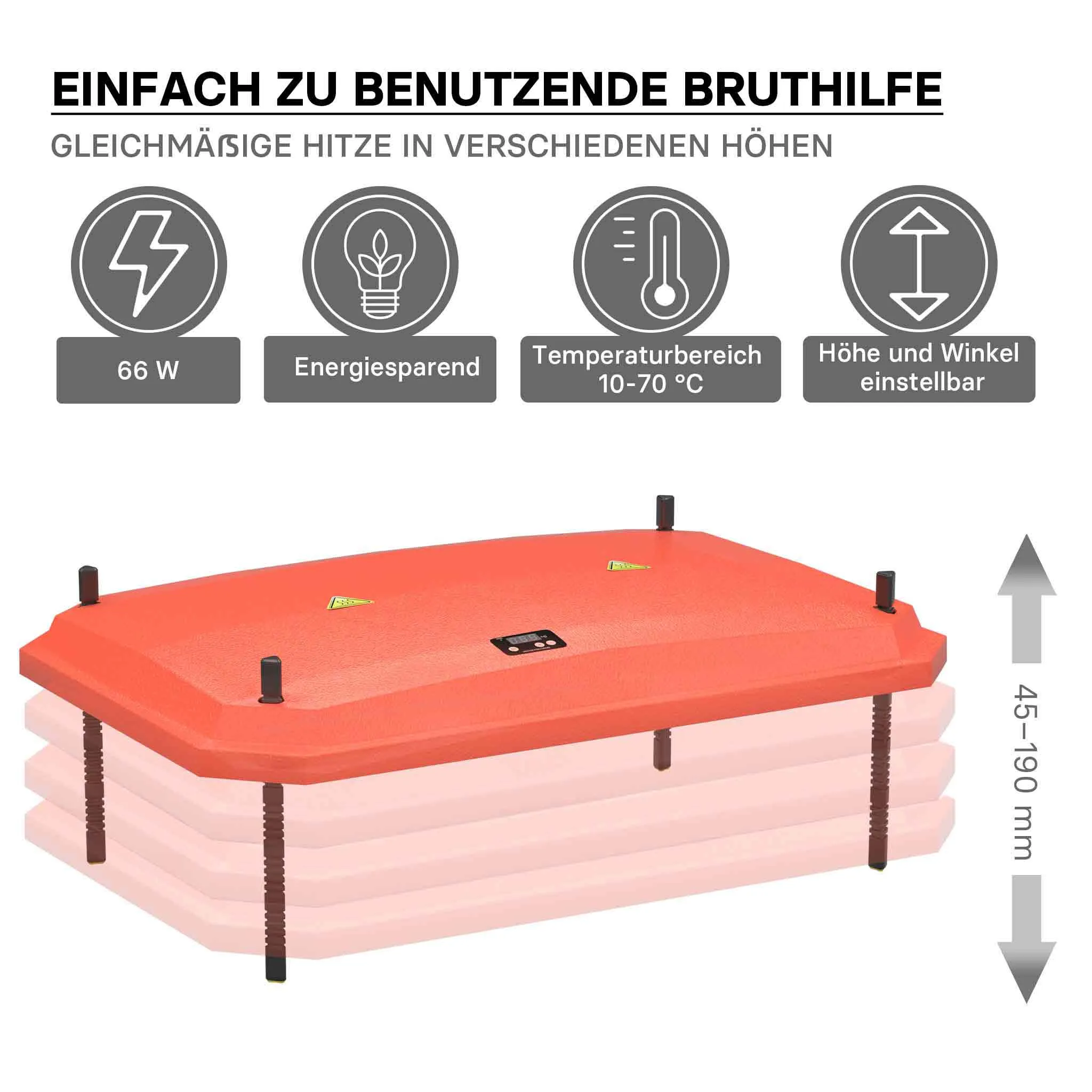 FUDAJO WARMTEPLAAT VOOR KUIKENS 40X60 CM 66 W VERWARMINGSPLAAT MET TEMPERATUURREGELAAR 4550 KUIKENS