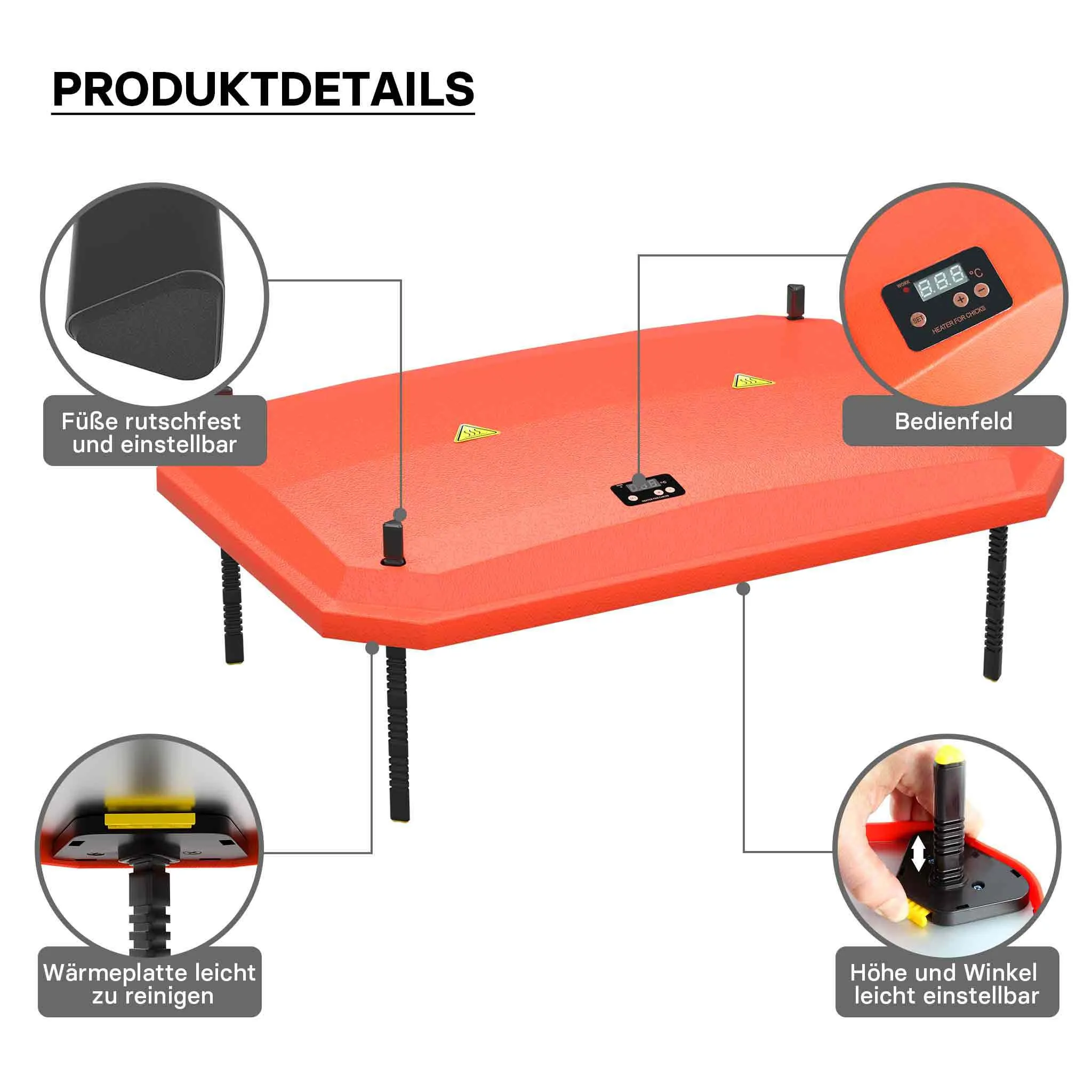 FUDAJO WARMTEPLAAT VOOR KUIKENS 40X60 CM 66 W VERWARMINGSPLAAT MET TEMPERATUURREGELAAR 4550 KUIKENS