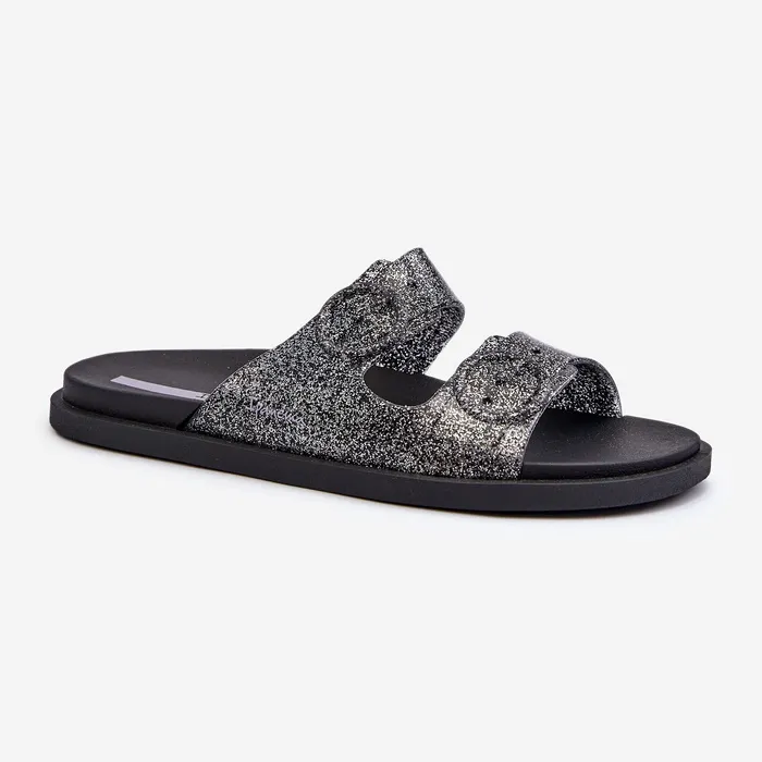 GLITTERSLIPPERS VOOR DAMES MET GESPEN 83530 IPANEMA FOLLOW FEM ZWART