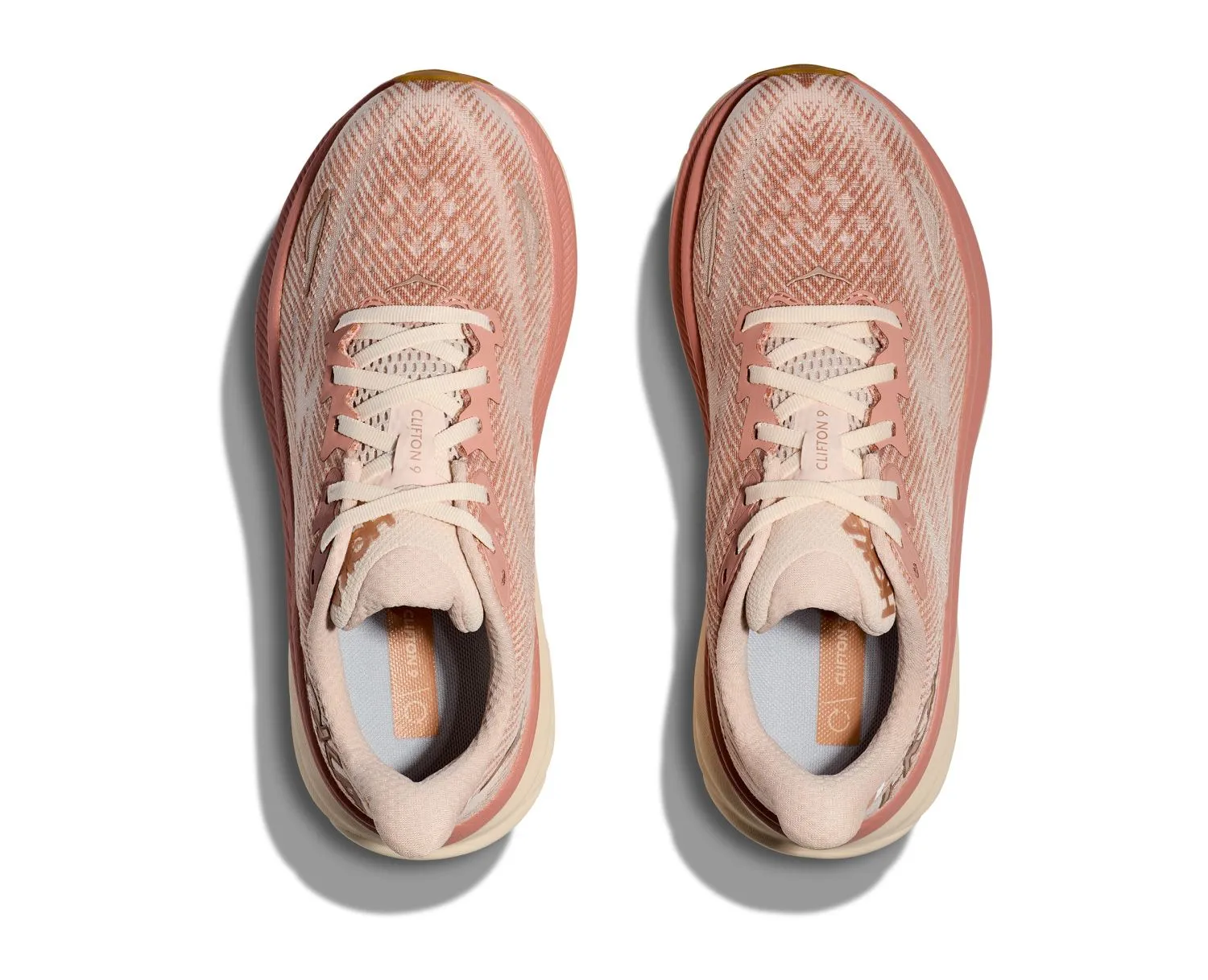 Hoka Clifton 9 hardloopschoenen roze/beige dames