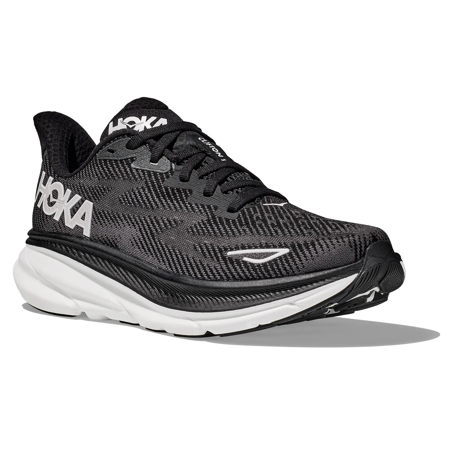 Hoka Clifton 9 hardloopschoenen zwart/wit dames