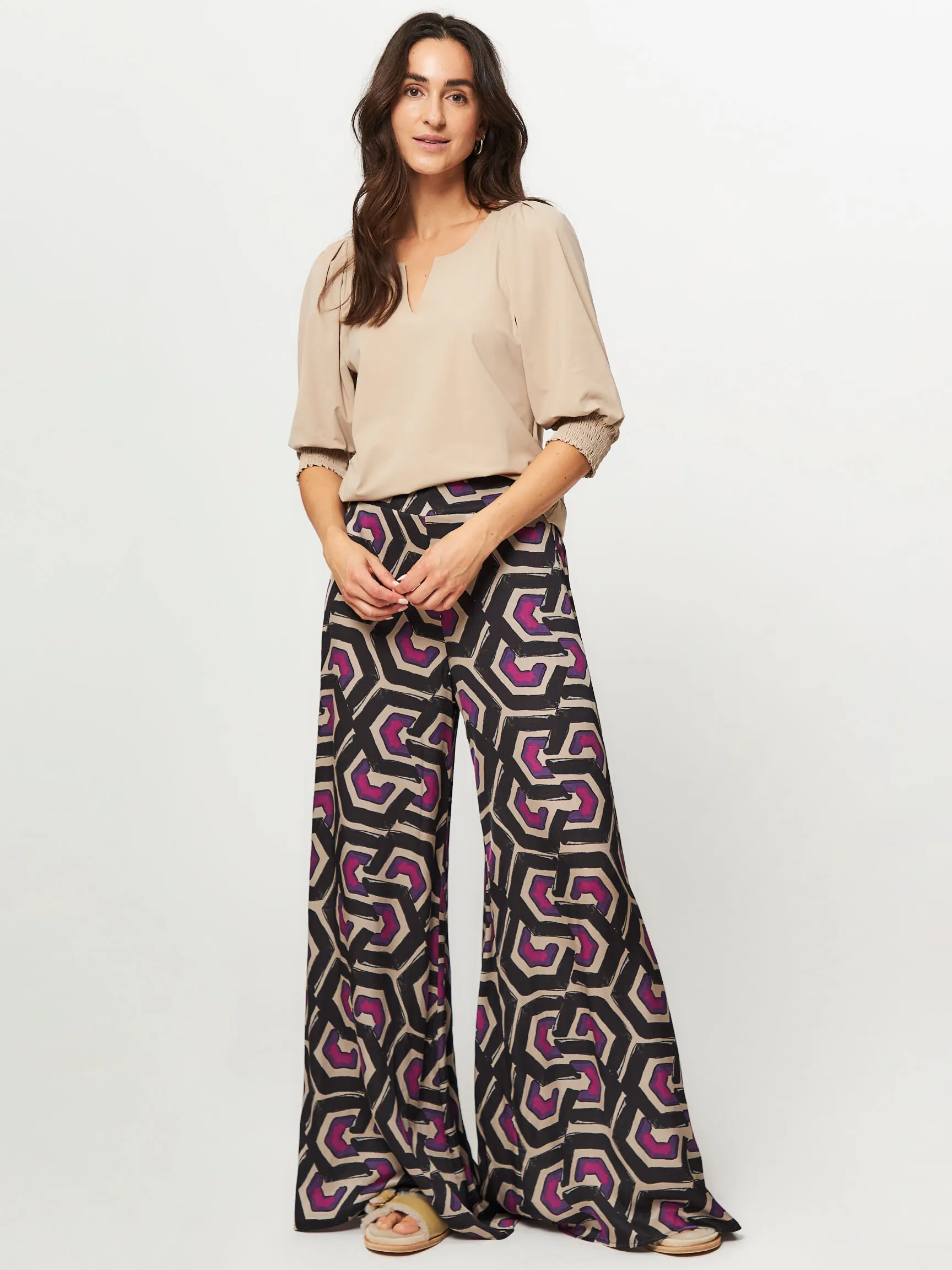 Studio Anneloes Chica, ecovero viscose wide leg broek met print
