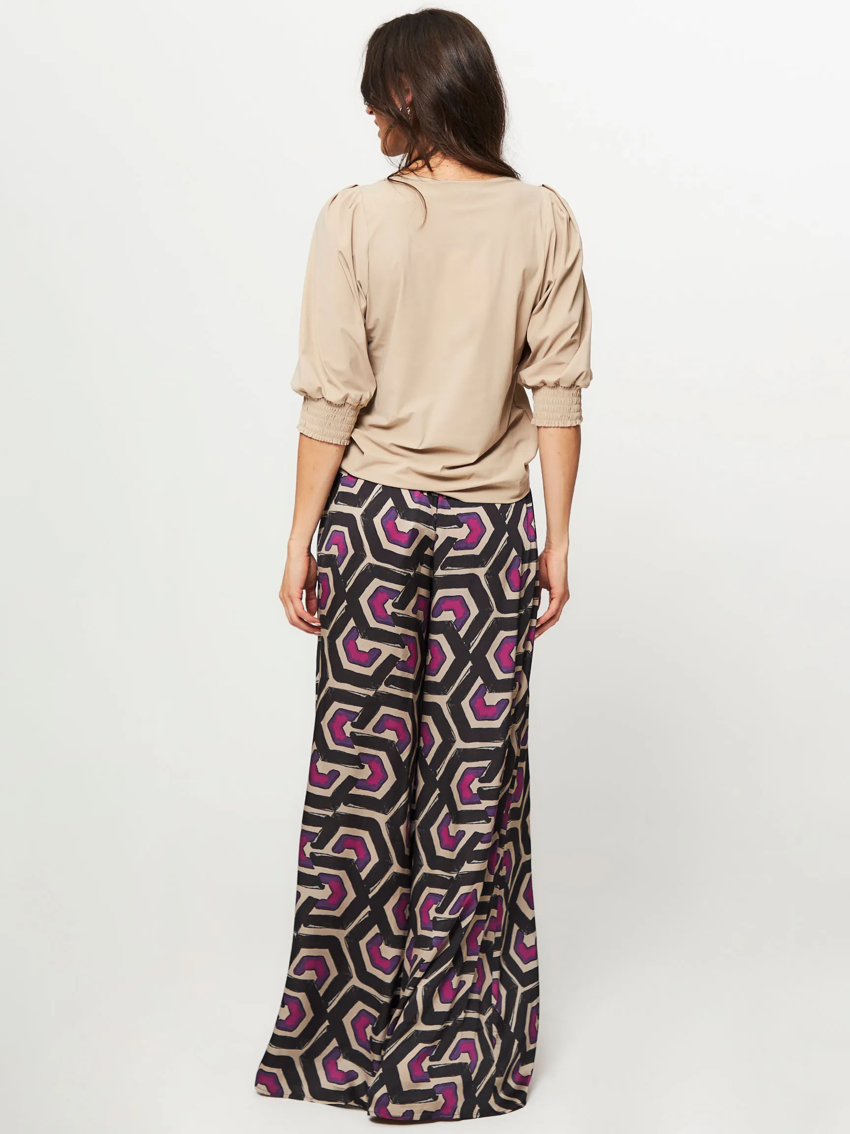 Studio Anneloes Chica, ecovero viscose wide leg broek met print