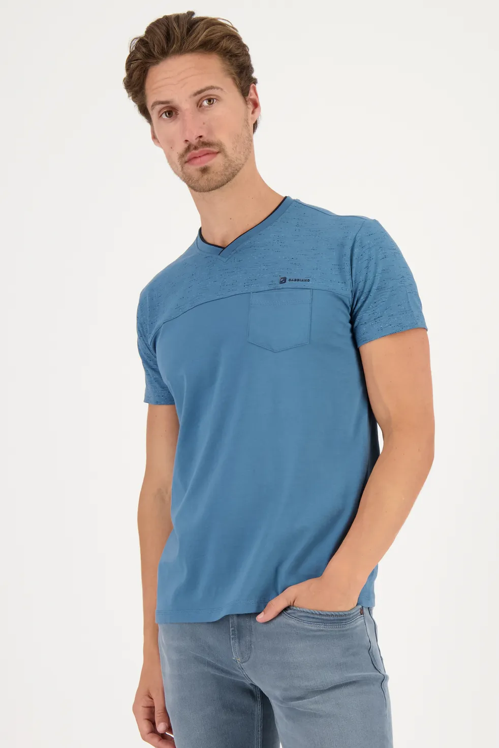 T SHIRT MET V HALS 154571 0003 petrol