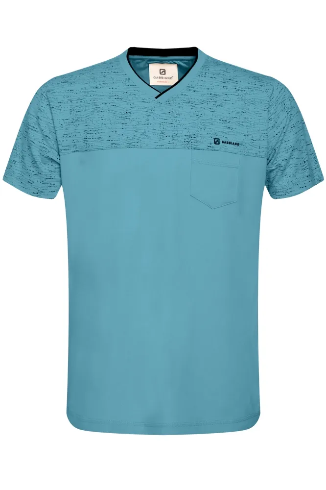 T SHIRT MET V HALS 154571 0003 petrol