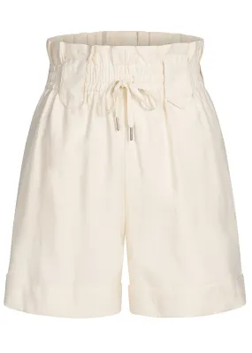 VILA Damen Paperbag Shorts mit Gummibund birch beige