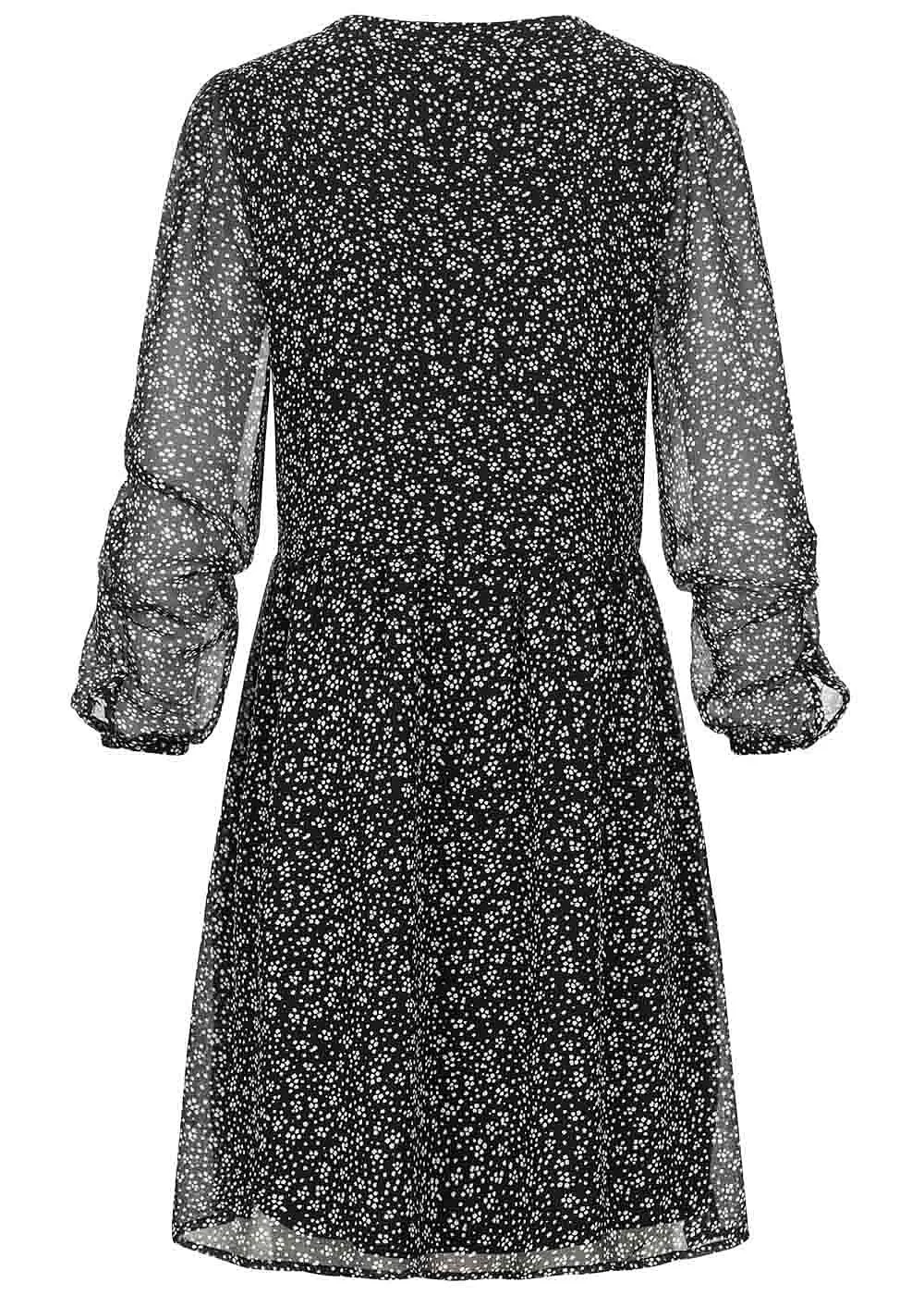 VILA DAMES NOOS VHALS CHIFFON DRESS POINTS PRINT ZWART