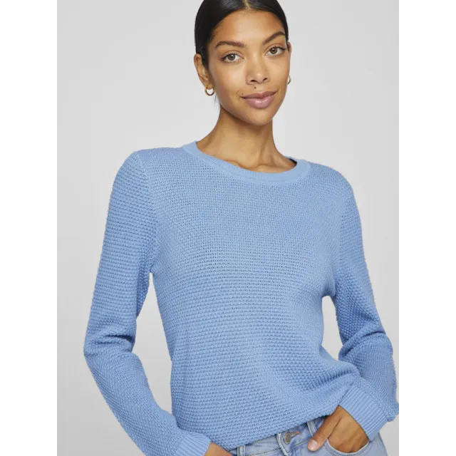 VILA VIDALO ONECK L/S KNIT TOP NOOS 14082767 BLISSFUL BLUE