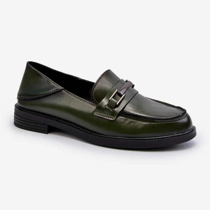 Vinceza Leren damesmocassins donkergroen Nurea groente